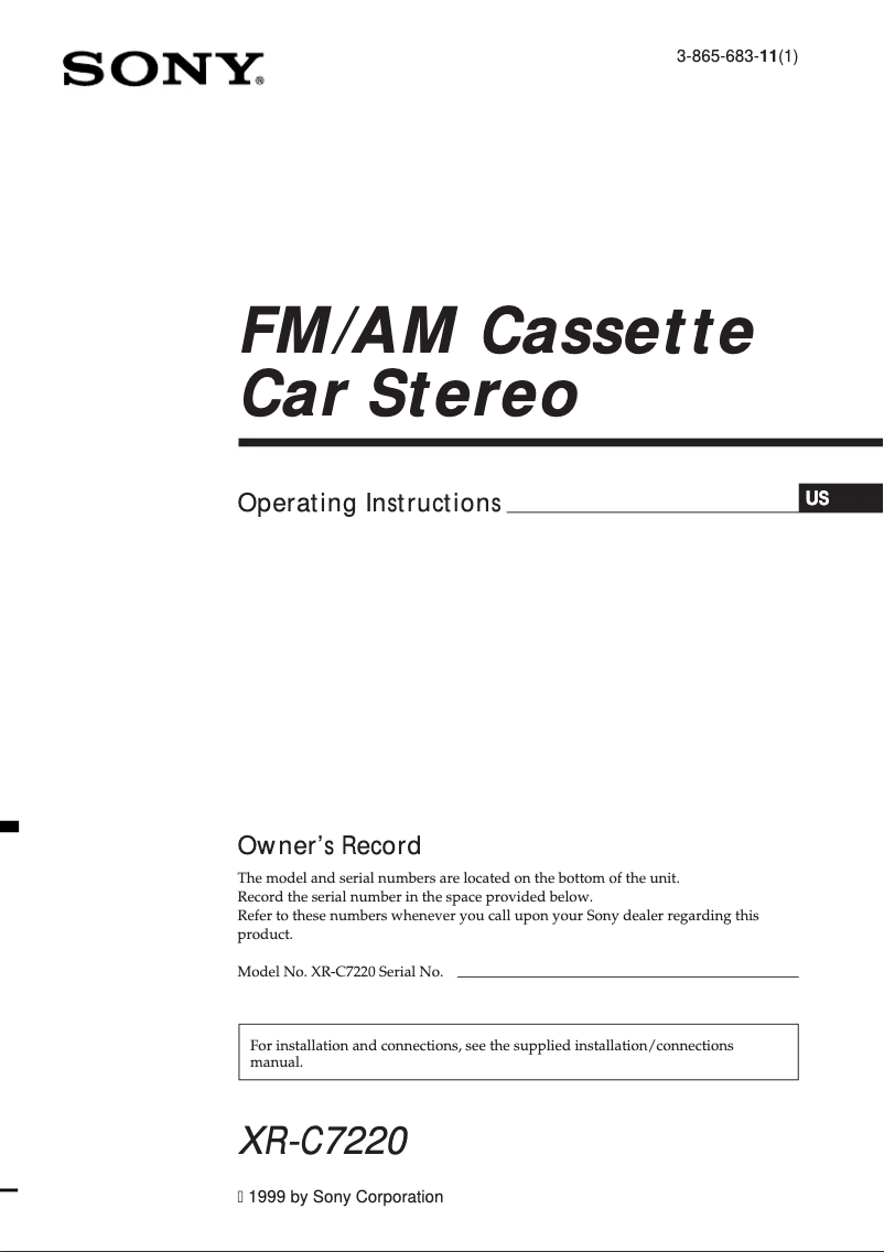 Page 1 de la notice Manuel utilisateur Sony XR-C7220R