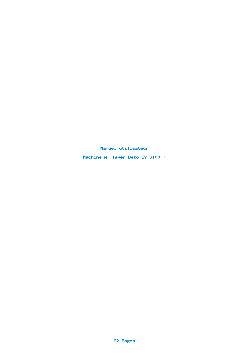 Page 1 de la notice Manuel utilisateur Beko EV 6100 +
