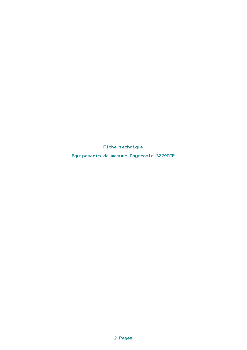 Page 1 de la notice Fiche technique Daytronic 3770DCP
