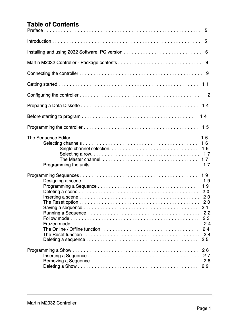 Page 1 de la notice Manuel utilisateur Martin 2032 Controller