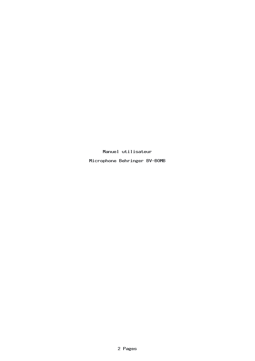Page 1 de la notice Manuel utilisateur Behringer BV-BOMB