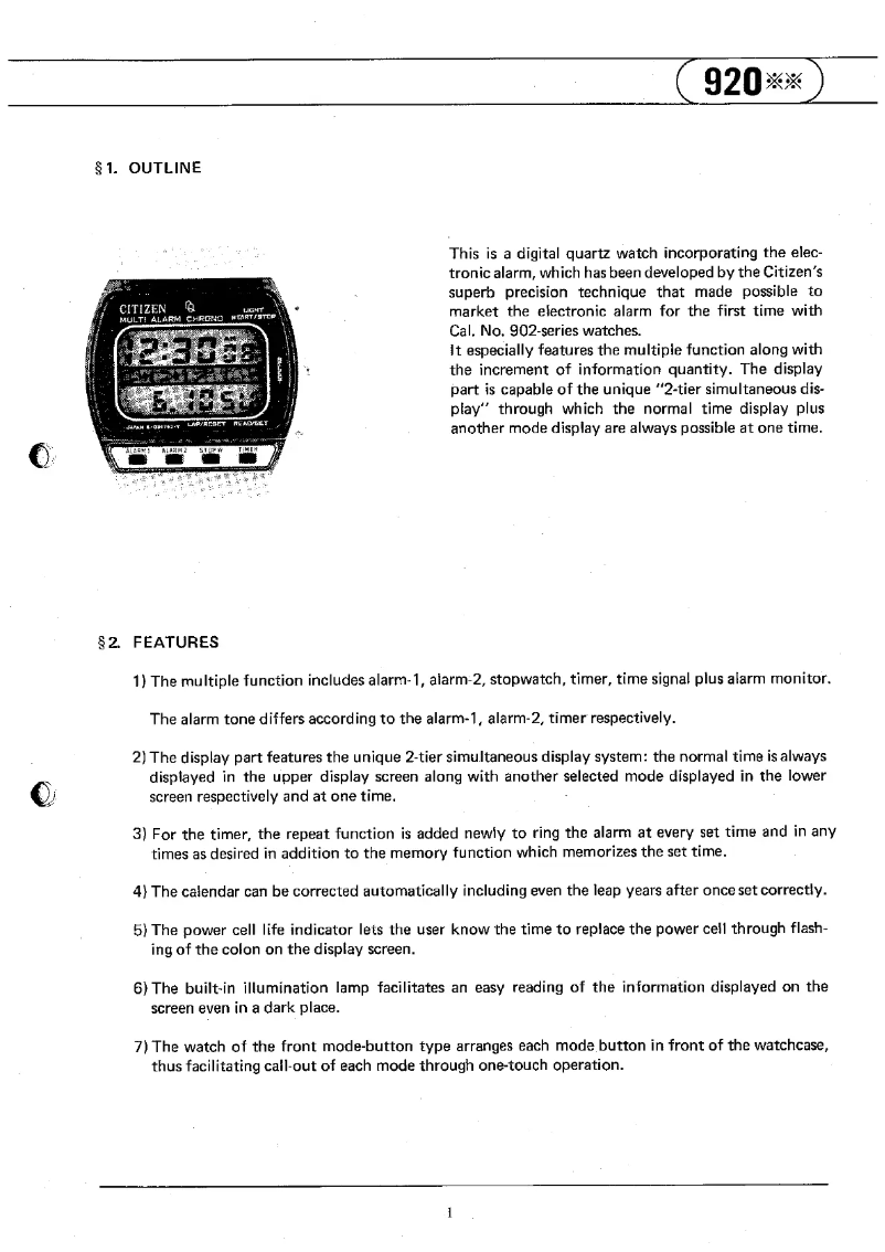 Page 1 de la notice Manuel utilisateur Citizen CAL 9200