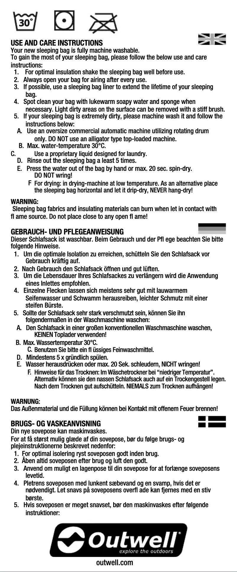 Page 1 de la notice Manuel utilisateur Outwell Celebration lux