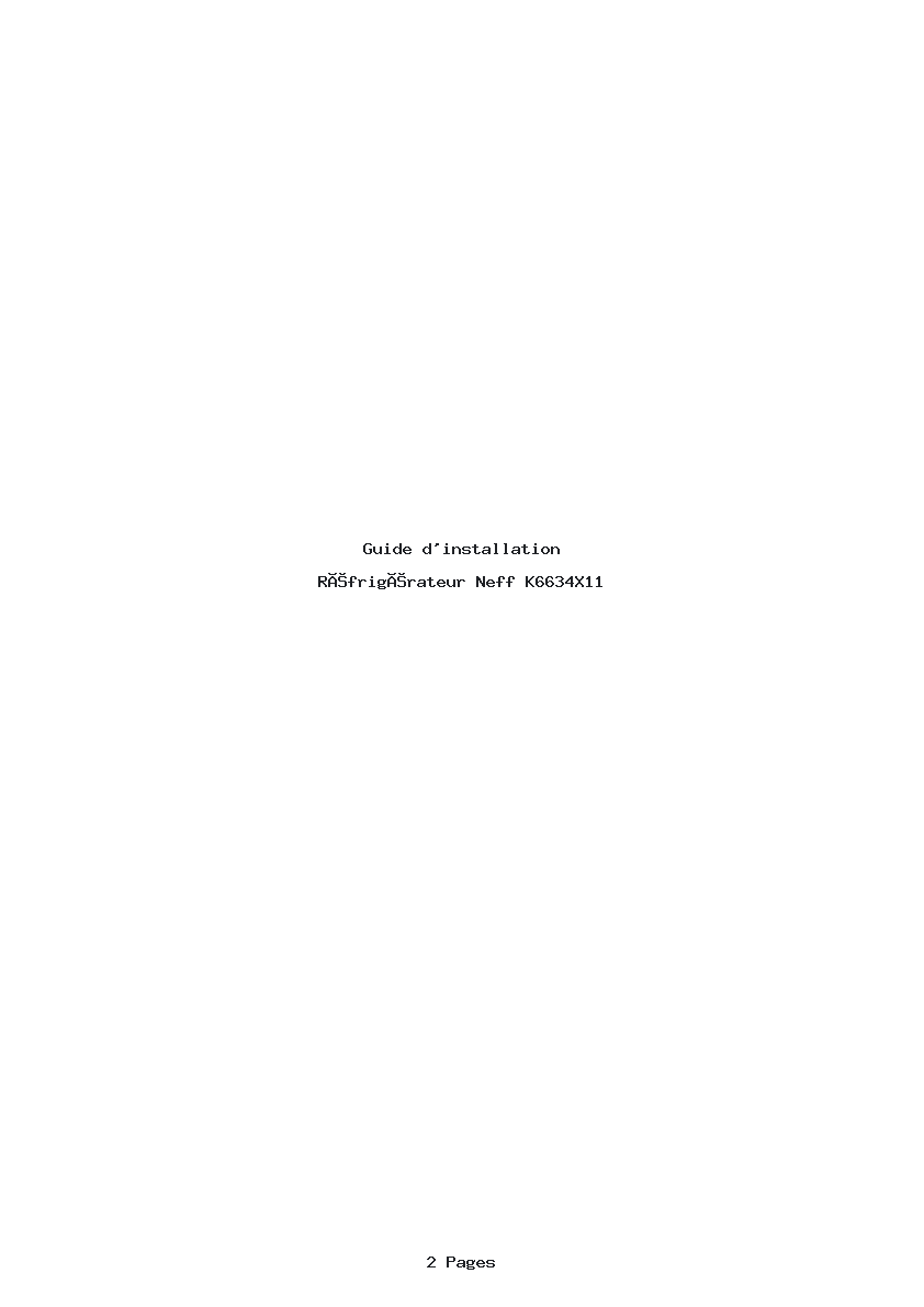 Page 1 de la notice Guide d'installation Neff K6634X11