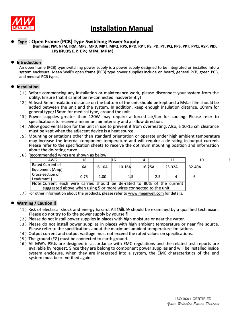 Page 1 de la notice Mode d'emploi Mean Well RPT-75C