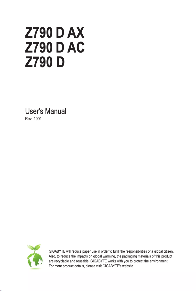 Página 1 del manual Manual de usuario Gigabyte Z790 D AC