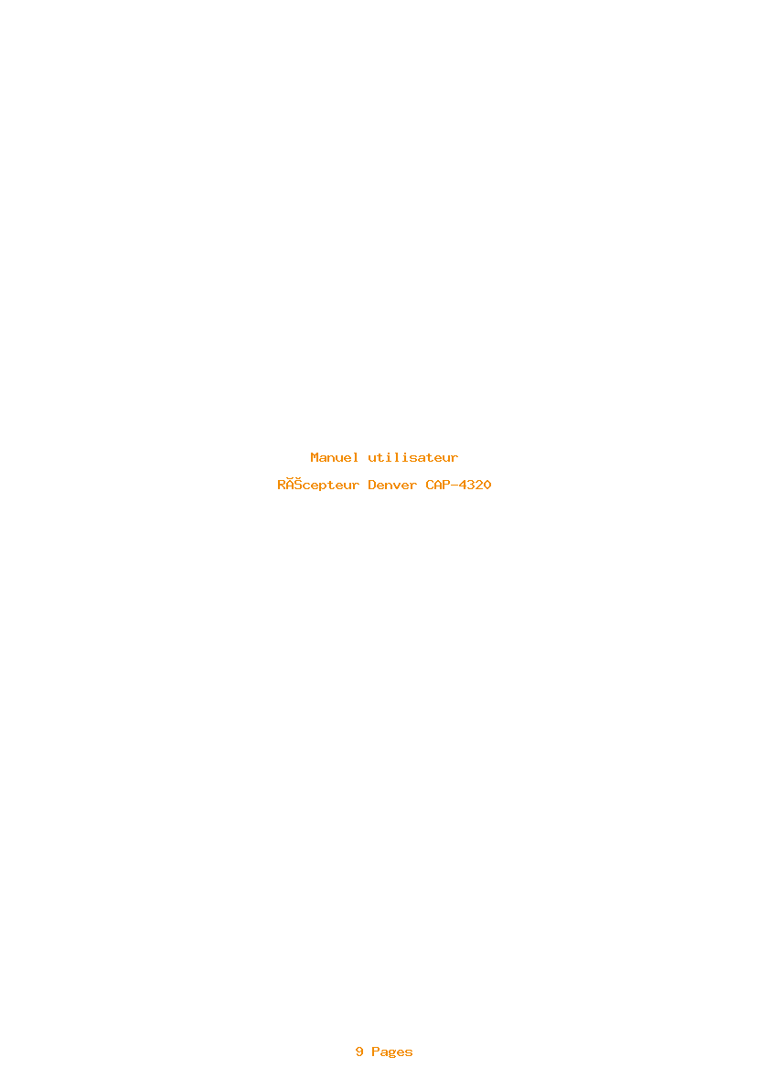 Page 1 de la notice Manuel utilisateur Denver CAP-4320