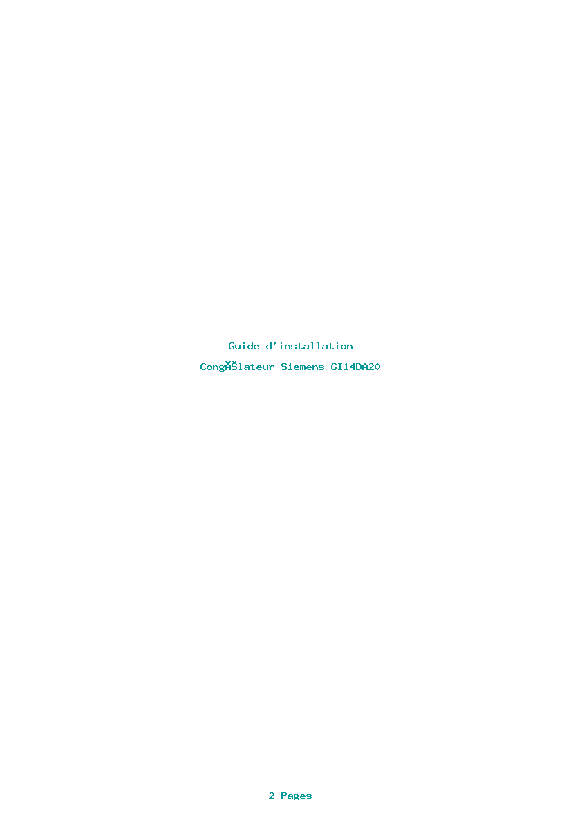 Page 1 de la notice Guide d'installation Siemens GI14DA20
