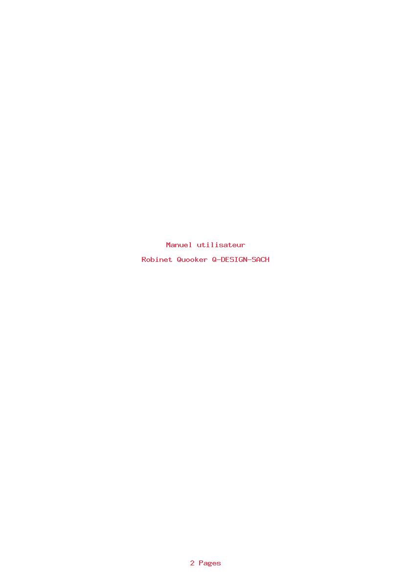Page 1 de la notice Manuel utilisateur Quooker Q-DESIGN-SACH