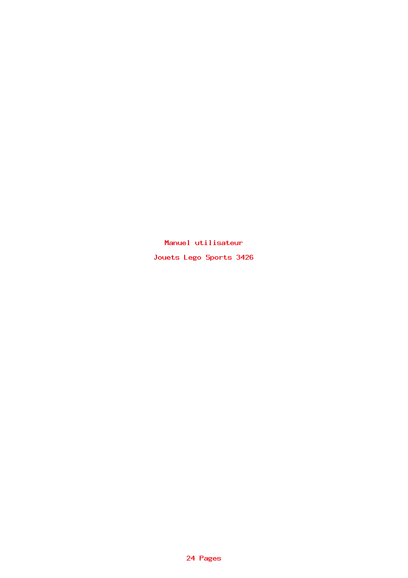 Page 1 de la notice Manuel utilisateur Lego Sports 3426