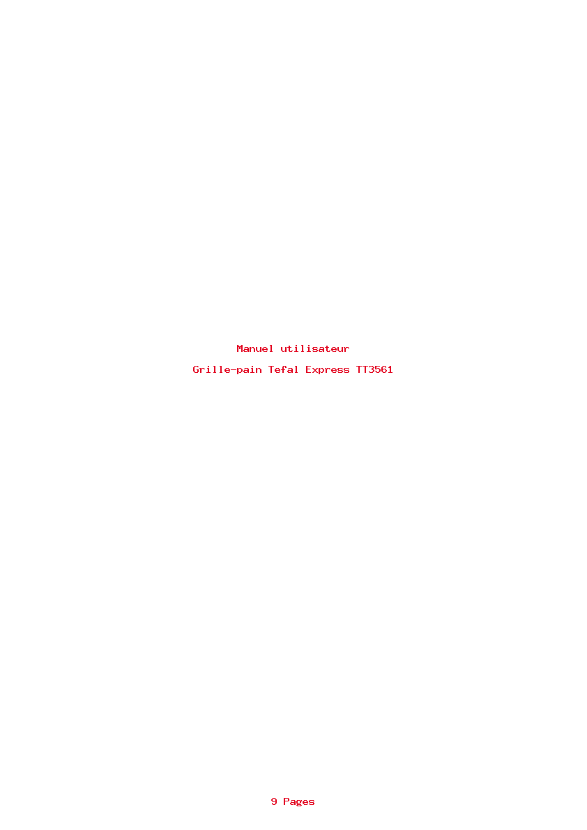 Page 1 de la notice Manuel utilisateur Tefal Express TT3561