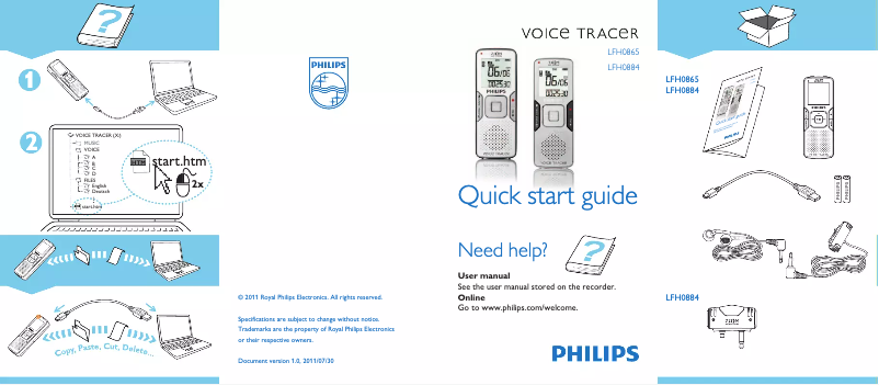Página 1 del manual Manual de usuario Philips Voice Tracer LFH0865