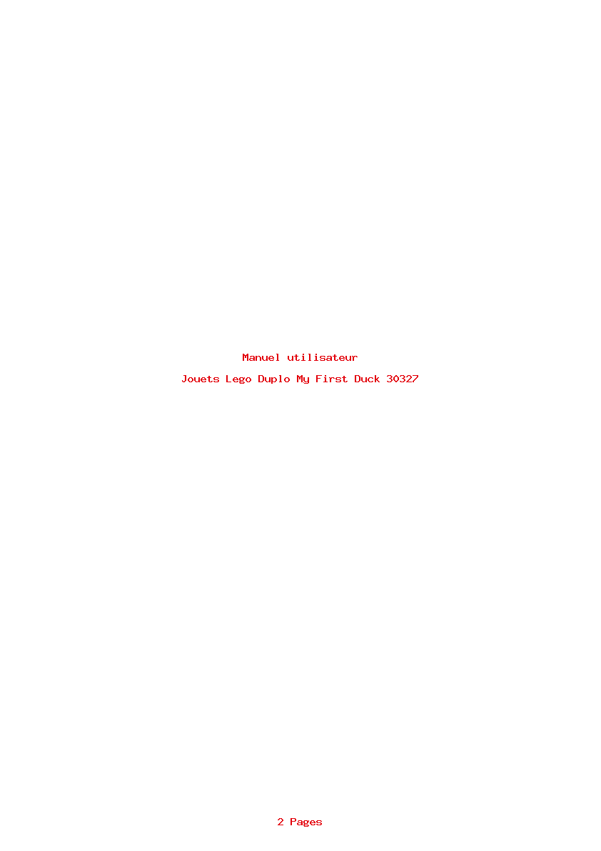 Page 1 de la notice Manuel utilisateur Lego Duplo My First Duck 30327