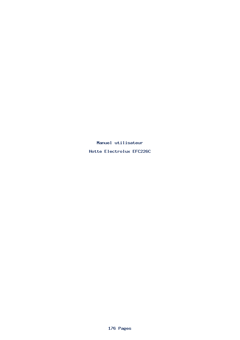 Page 1 de la notice Manuel utilisateur Electrolux EFC226C