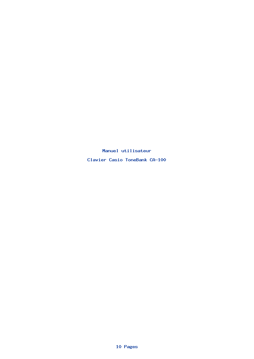Page 1 de la notice Manuel utilisateur Casio ToneBank CA-100