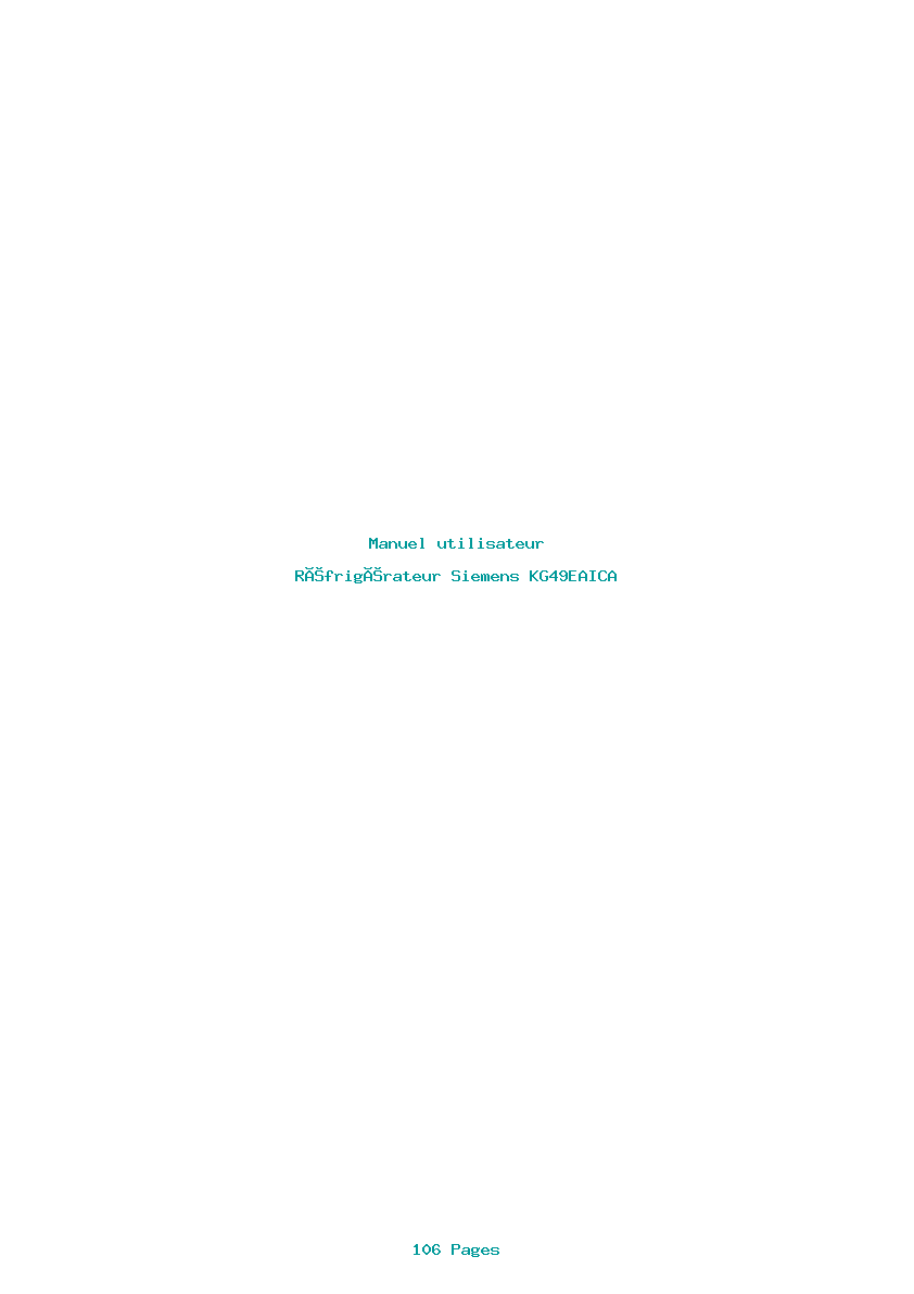 Page 1 de la notice Manuel utilisateur Siemens KG49EAICA