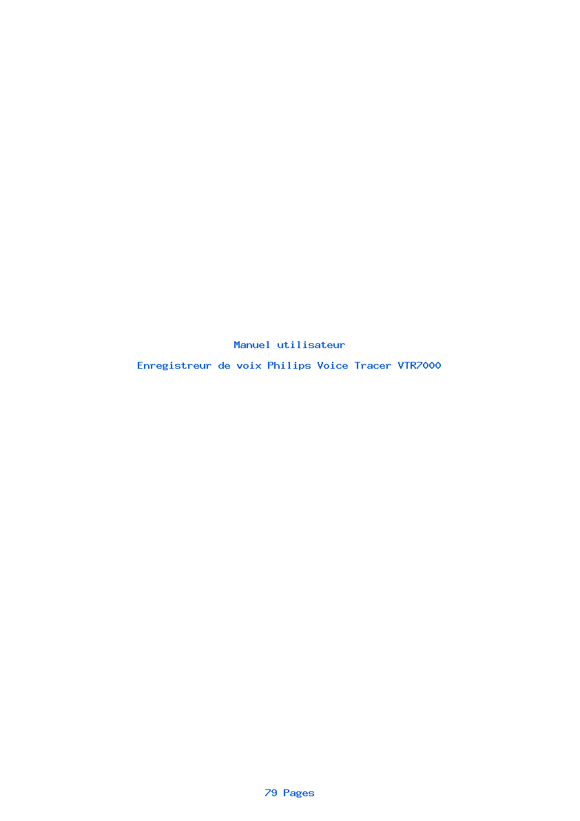 Page 1 de la notice Manuel utilisateur Philips Voice Tracer VTR7000