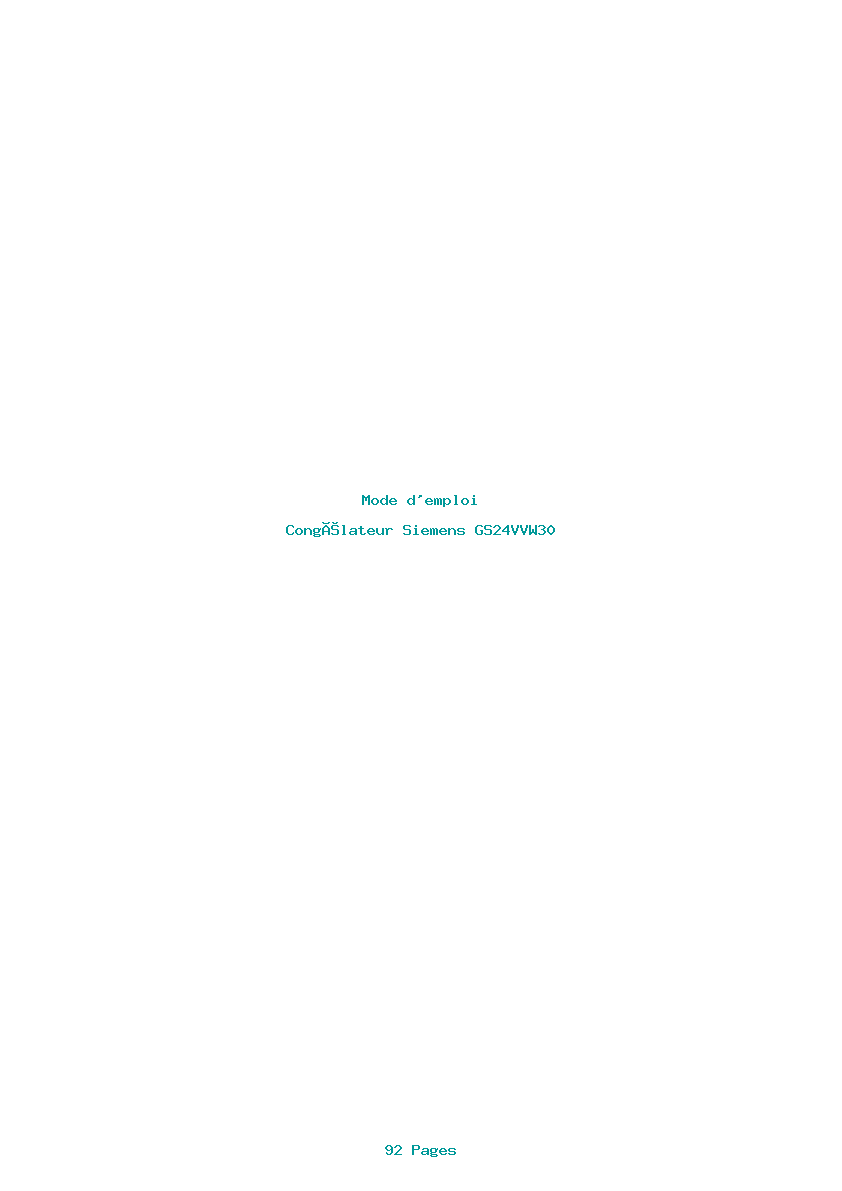 Page 1 de la notice Mode d'emploi Siemens GS24VVW30