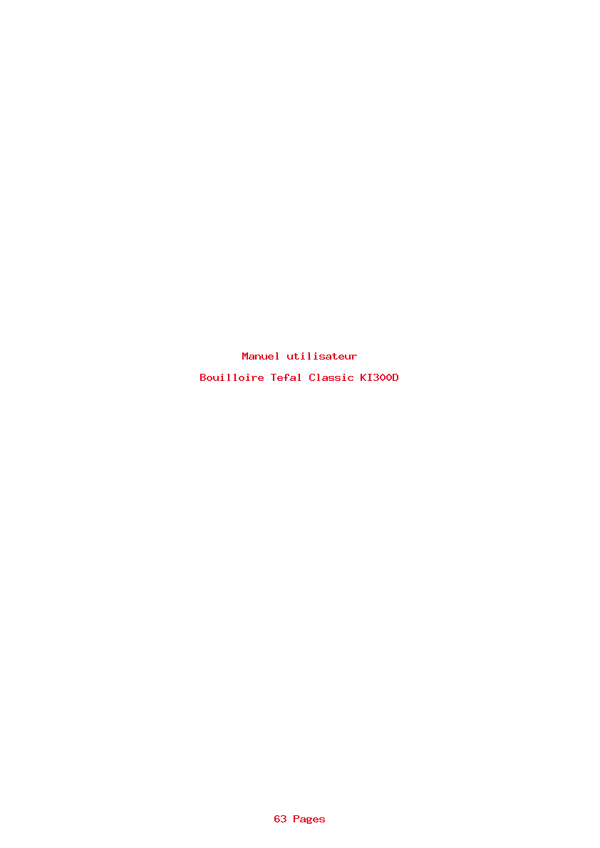 Page 1 de la notice Manuel utilisateur Tefal Classic KI300D