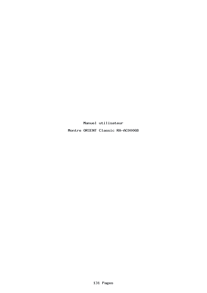 Page 1 de la notice Manuel utilisateur ORIENT Classic RA-AC0006B