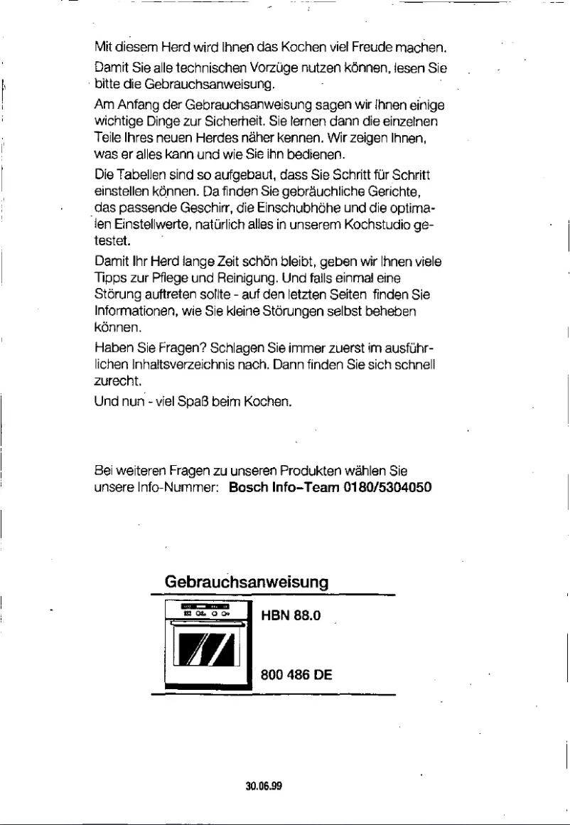 Page 1 de la notice Manuel utilisateur Bosch HBN8820