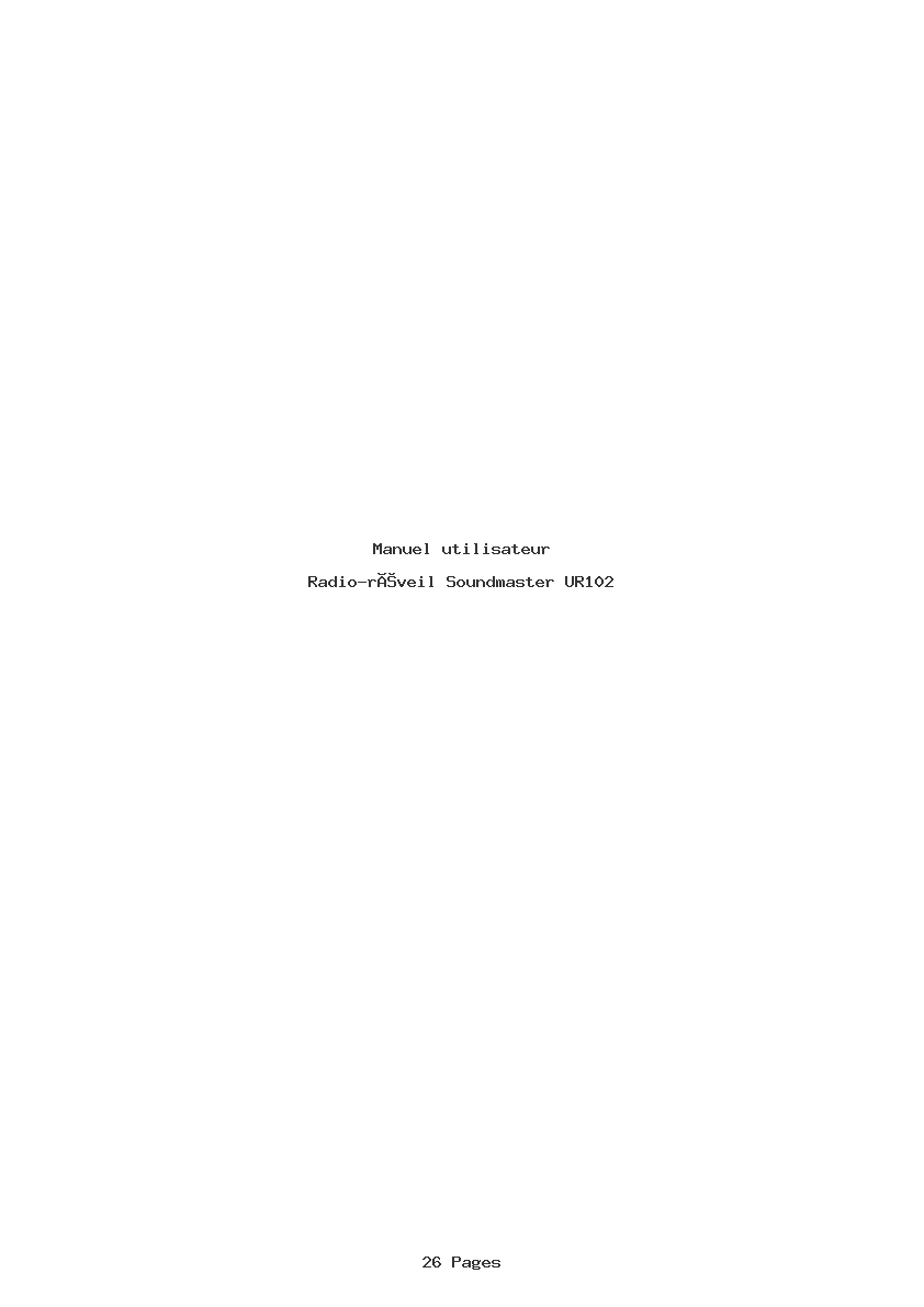 Page 1 de la notice Manuel utilisateur Soundmaster UR102