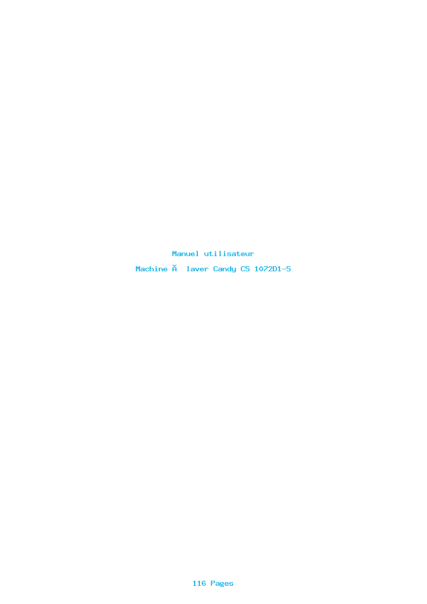 Page 1 de la notice Manuel utilisateur Candy CS 1072D1-S
