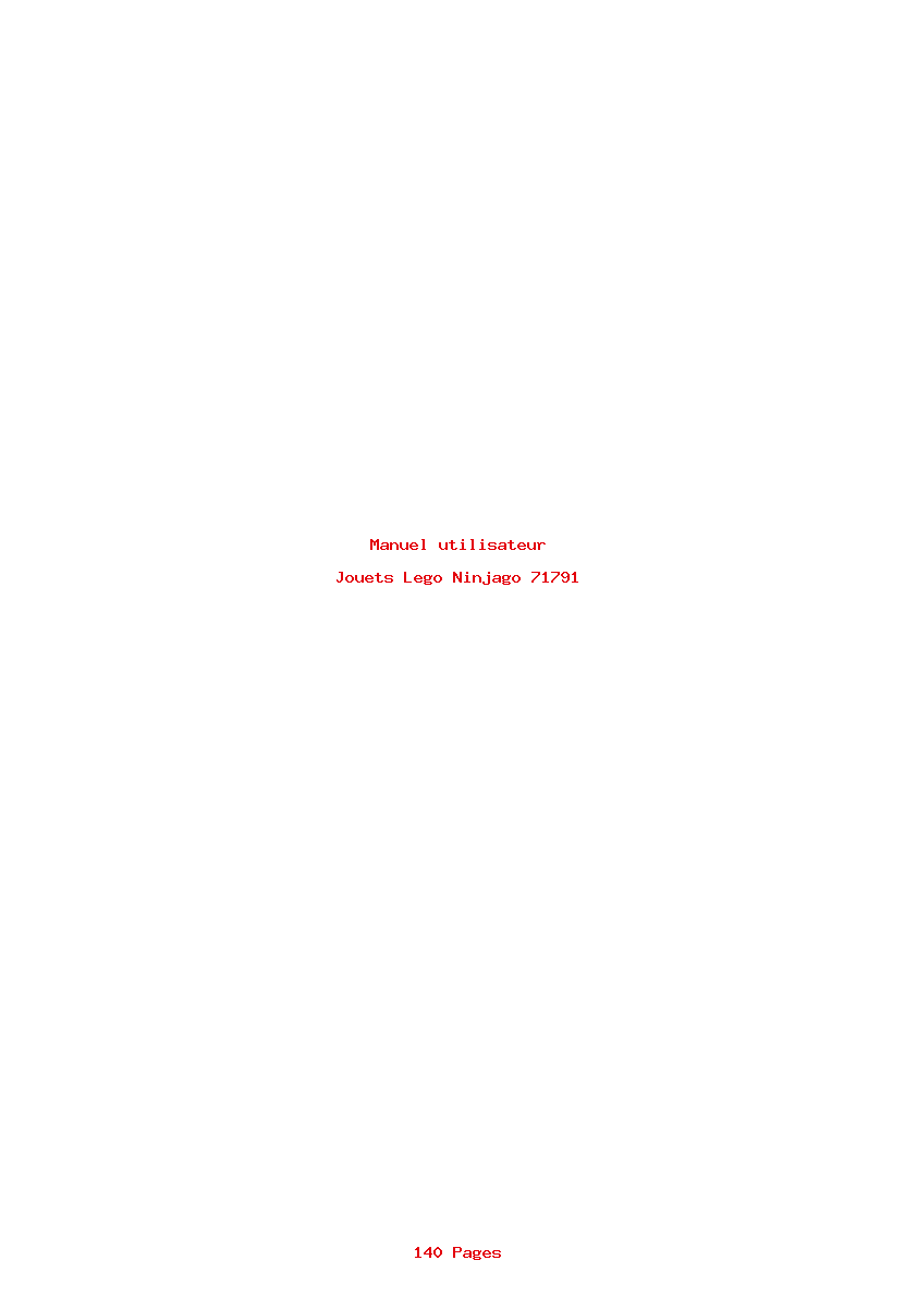 Page 1 de la notice Manuel utilisateur Lego Ninjago 71791