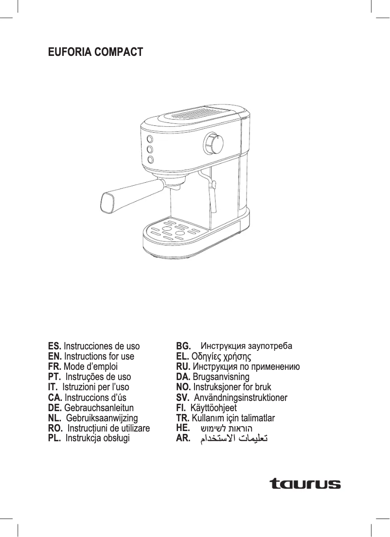 Page 1 de la notice Manuel utilisateur Taurus Euforia Compact