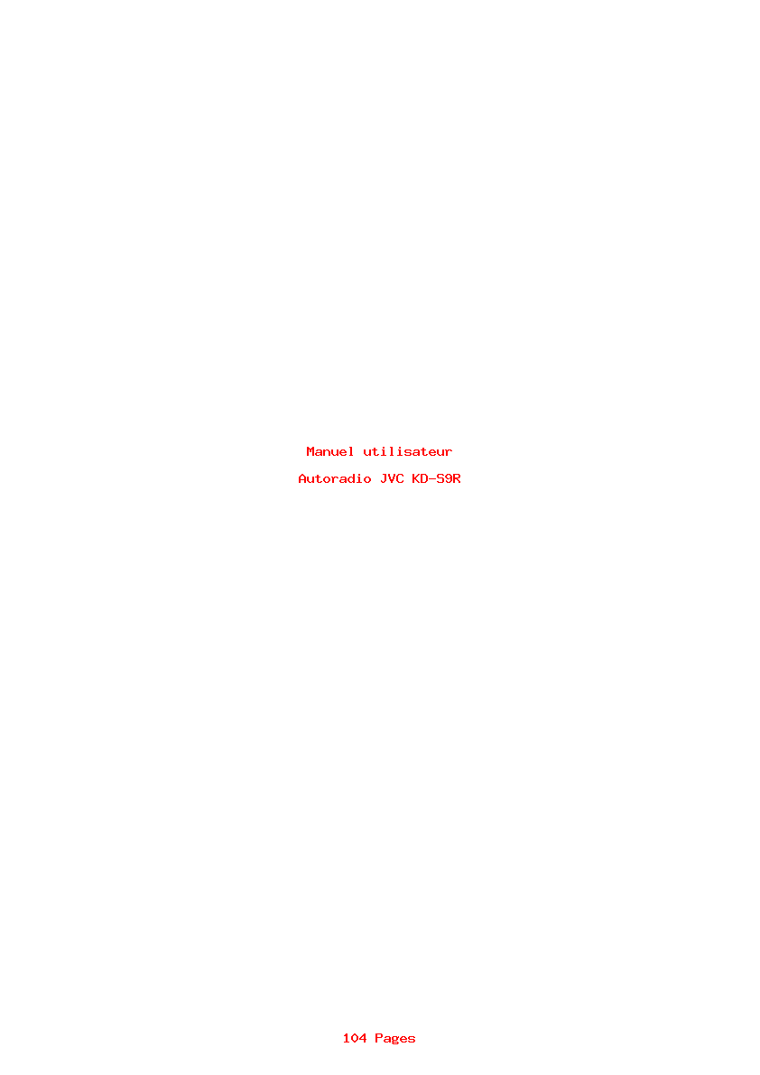 Page 1 de la notice Manuel utilisateur JVC KD-S9R