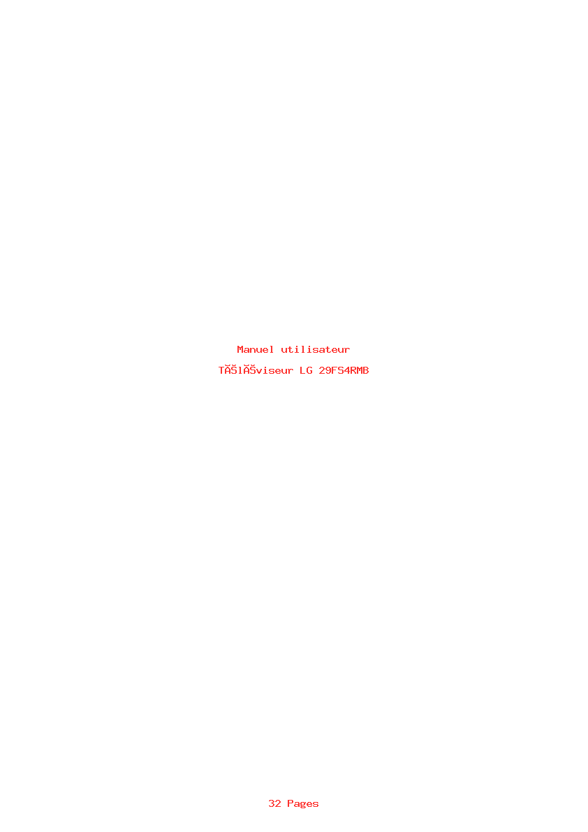 Page 1 de la notice Manuel utilisateur LG 29FS4RMB