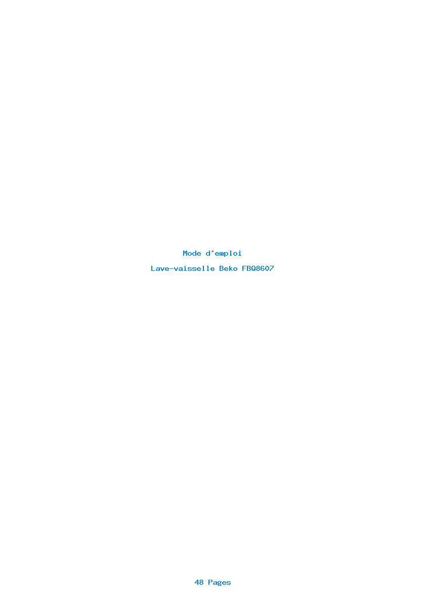 Page 1 de la notice Mode d'emploi Beko FBQ8607