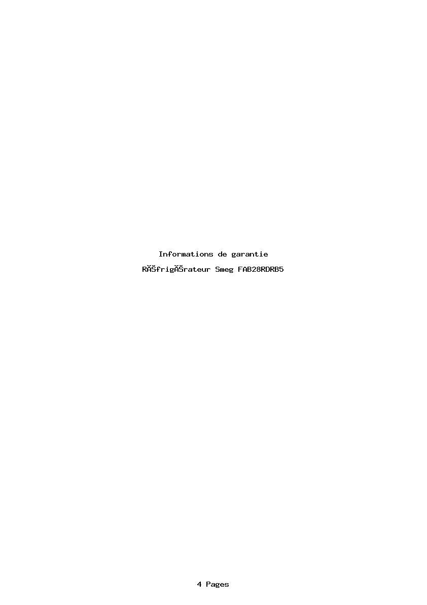 Page 1 de la notice Informations de garantie Smeg FAB28RDRB5