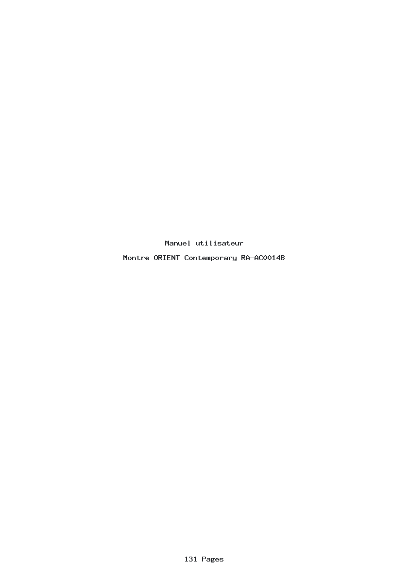 Page 1 de la notice Manuel utilisateur ORIENT Contemporary RA-AC0014B