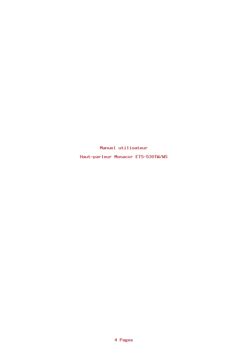 Page 1 de la notice Manuel utilisateur Monacor ETS-530TW/WS