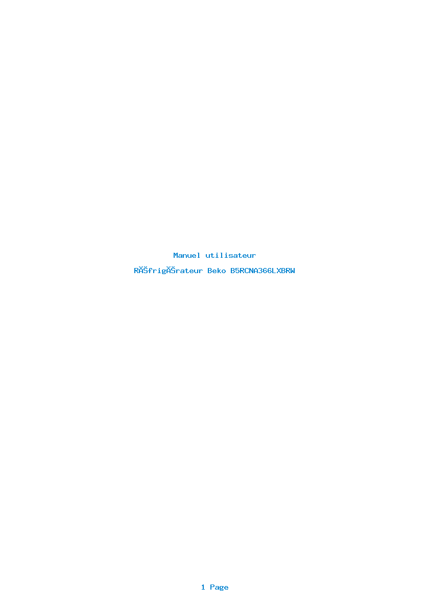 Image de la première page du manuel de l'appareil B5RCNA366LXBRW