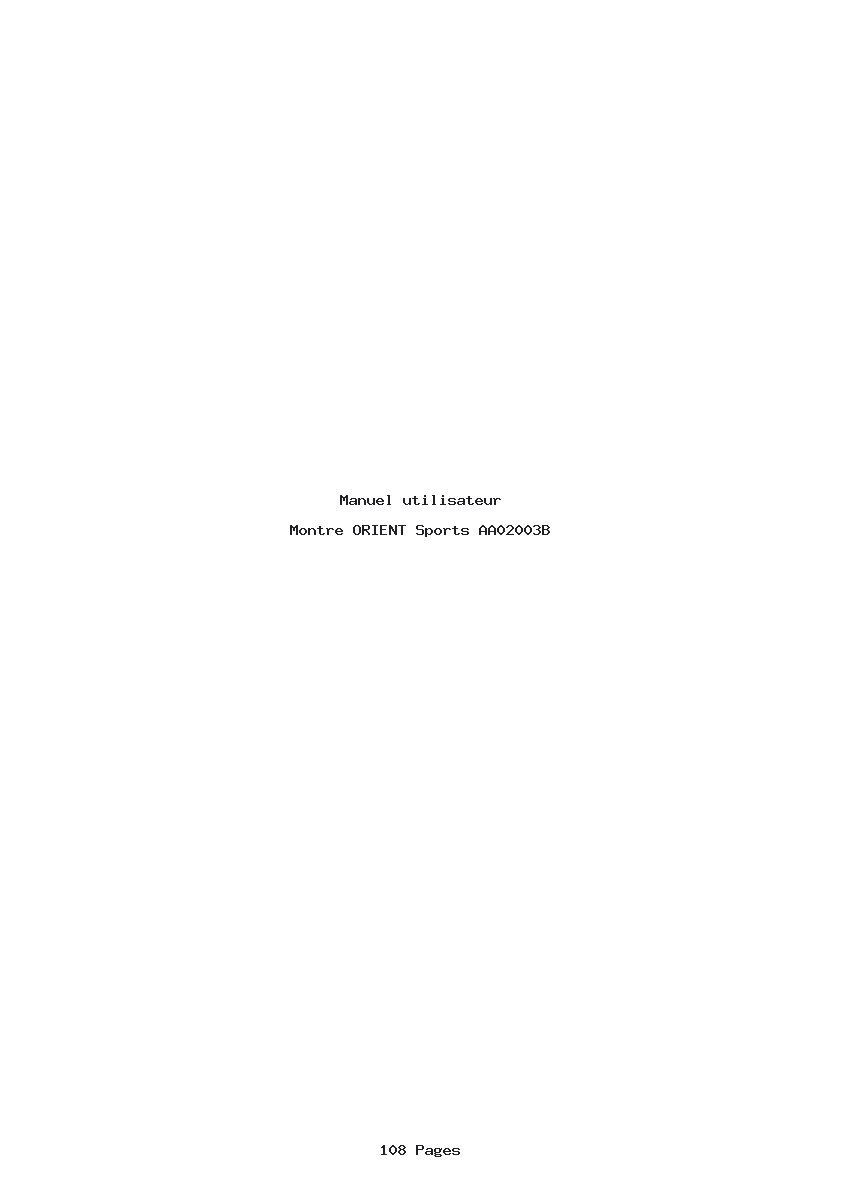 Page 1 de la notice Manuel utilisateur ORIENT Sports AA02003B