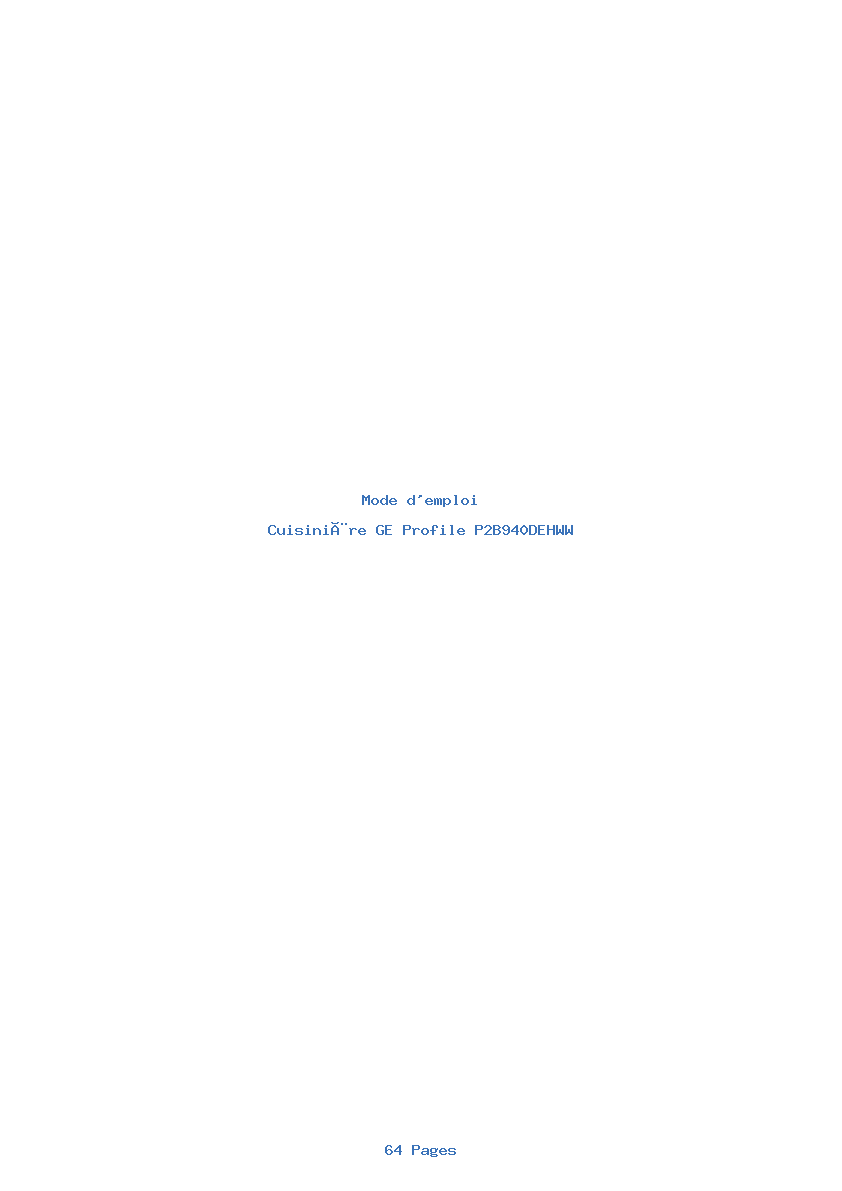 Page 1 de la notice Mode d'emploi GE Profile P2B940DEHWW