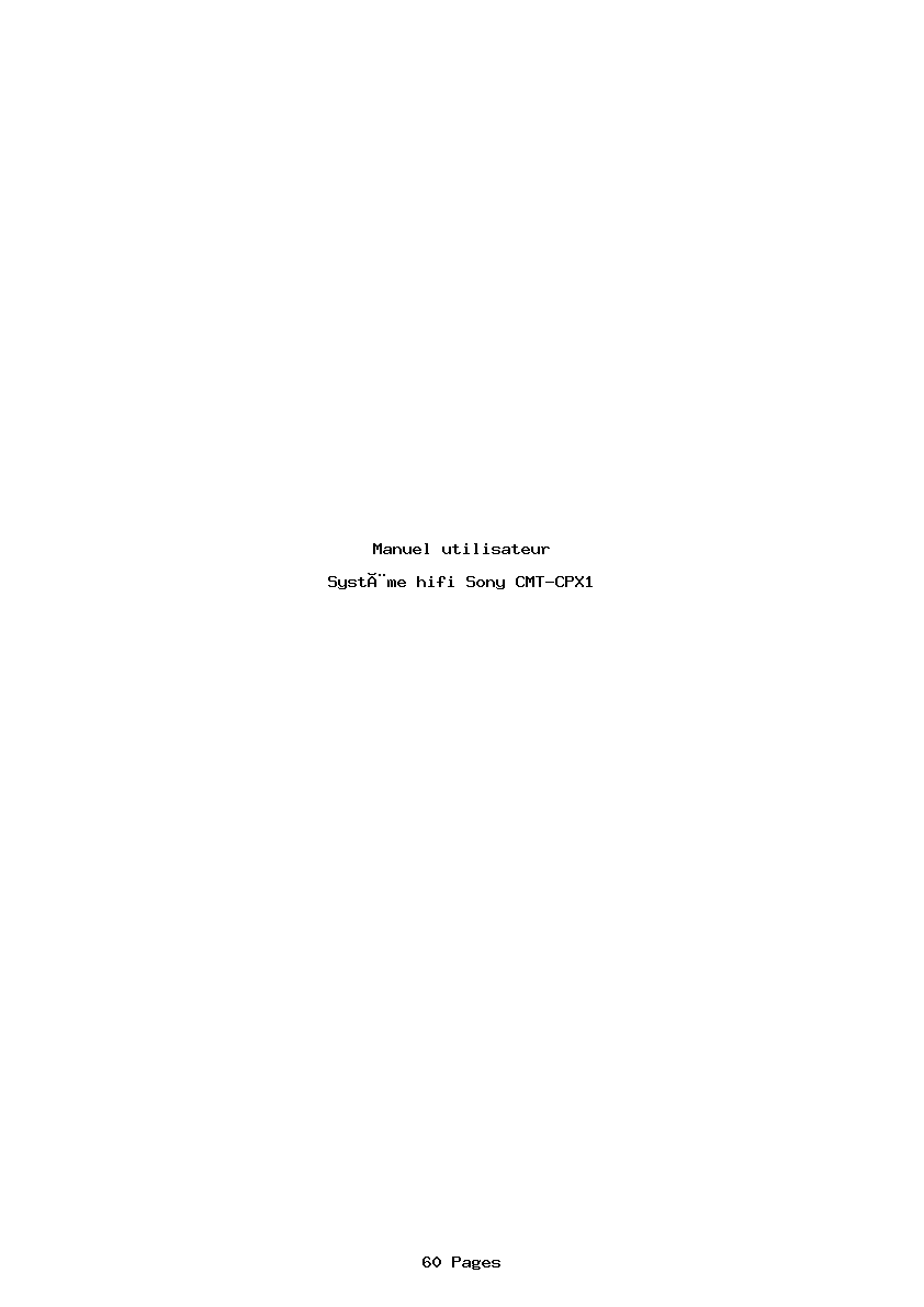 Page 1 de la notice Manuel utilisateur Sony CMT-CPX1