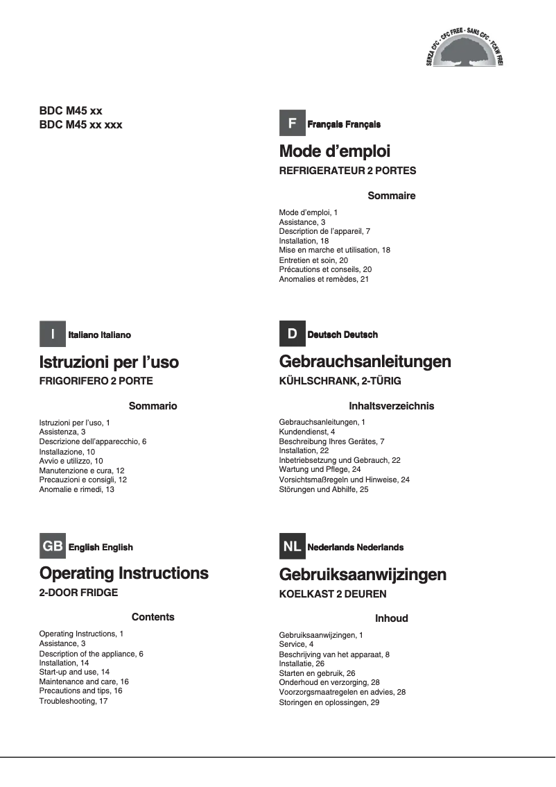 Página 1 del manual Manual de usuario Hotpoint Ariston BDC M45 V SL S/HA