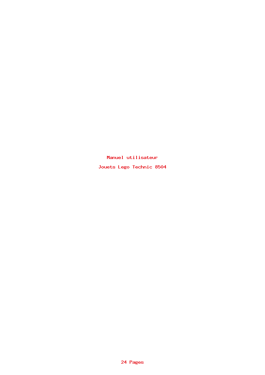 Page 1 de la notice Manuel utilisateur Lego Technic 8504
