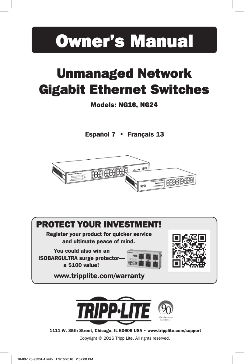 Page 1 de la notice Manuel utilisateur Tripp Lite NG16