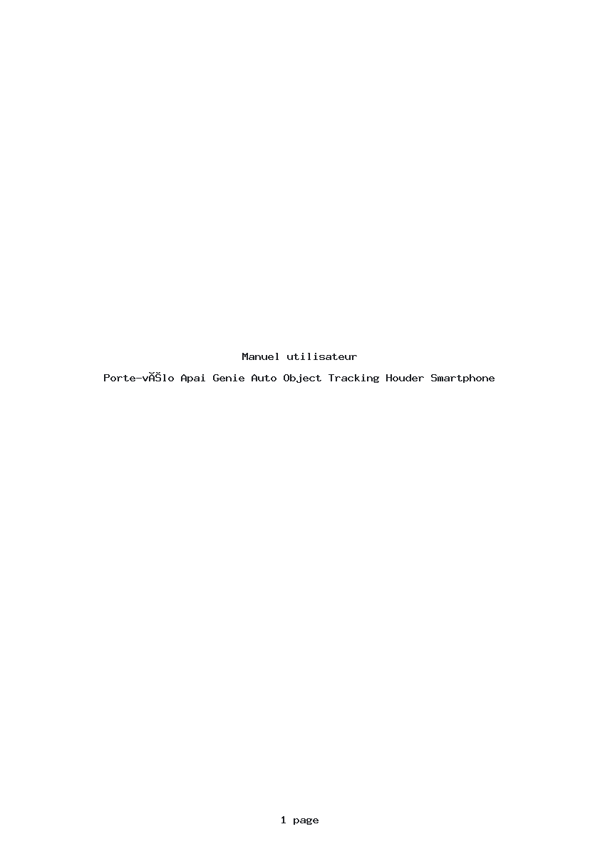 Image de la première page du manuel de l'appareil Auto Object Tracking Houder Smartphone