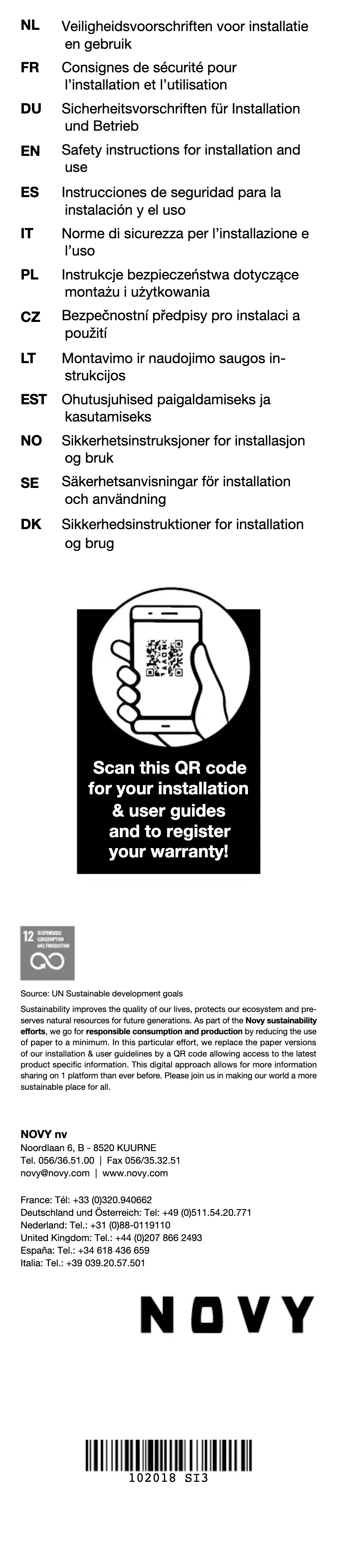 Page 1 de la notice Instructions de sécurité Novy Flat'line 7650