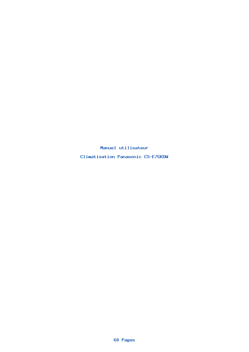 Page 1 de la notice Manuel utilisateur Panasonic CS-E7GKDW