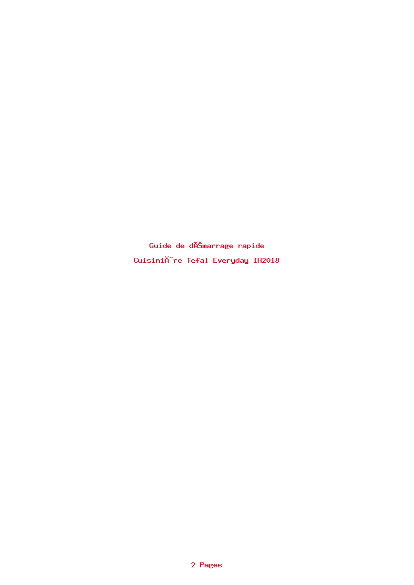 Page 1 de la notice Guide de démarrage rapide Tefal Everyday IH2018