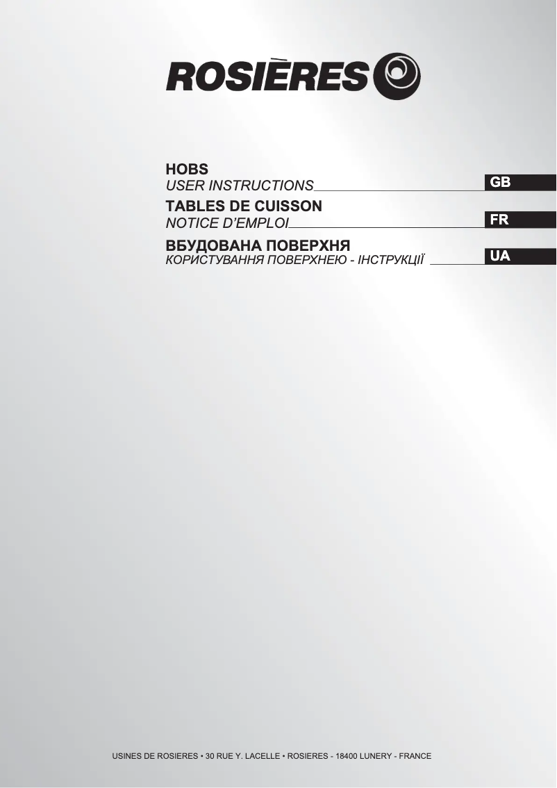 Page 1 de la notice Manuel utilisateur Rosieres RTV 750 FPN