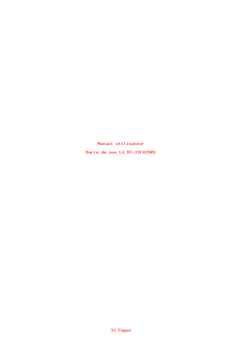 Page 1 de la notice Manuel utilisateur LG RT-21FA35RX
