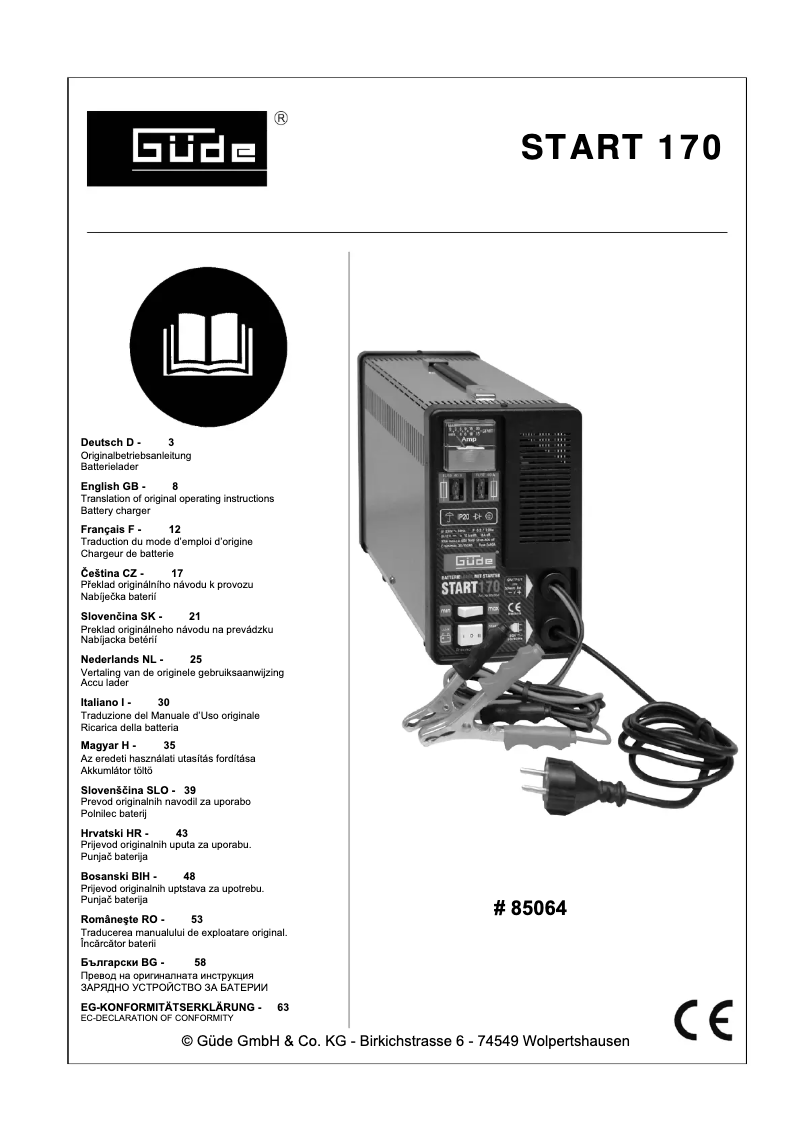 Page 1 de la notice Manuel utilisateur Güde Start 170