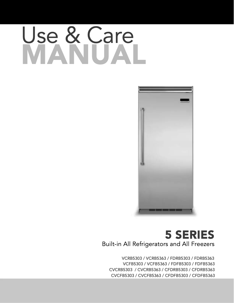 Page 1 of the manual Use and Maintenance Manual Viking VCFB5363L